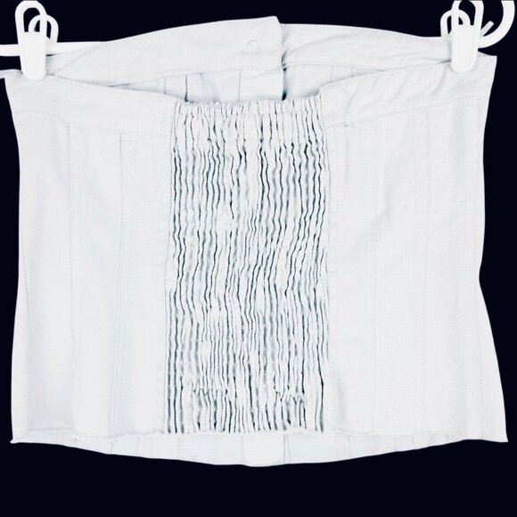 NWT Zara Womens Smoked Back Button Metallic Silver Denim Strapless Corset Size M - Picture 2 of 10